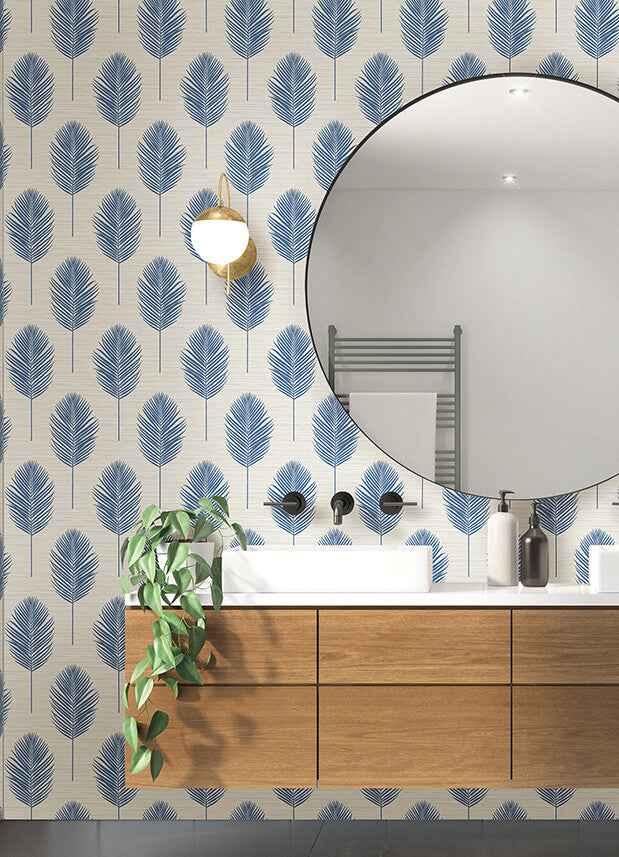 Bali Blue Fern Wallpaper - York Wallcoverings - 2988-70212 - York Wallcoverings Wallpaper