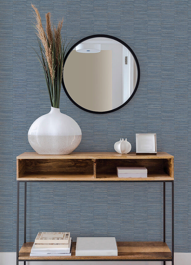 jenga-blue-striped-column-wallpaper-york-wallcoverings-2988-70602 - York Wallcoverings Wallpaper