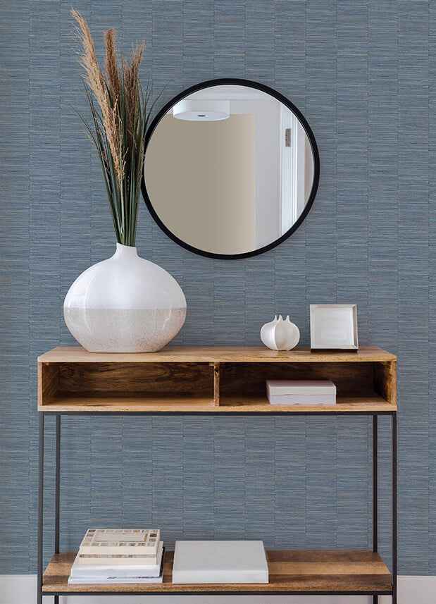 Jenga Blue Striped Column Wallpaper - York Wallcoverings - 2988-70602 - York Wallcoverings Wallpaper