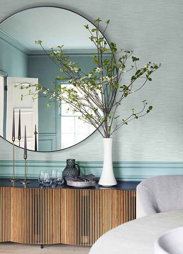 Jenga Aqua Striped Column Wallpaper - York Wallcoverings - 2988-70604 - York Wallcoverings Wallpaper
