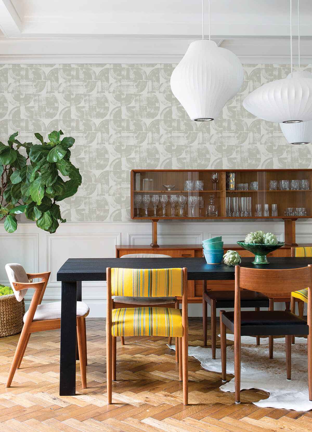 Giulietta Light Grey Painterly Geometric Wallpaper - York Wallcoverings - 4014-26406 - York Wallcoverings Wallpaper