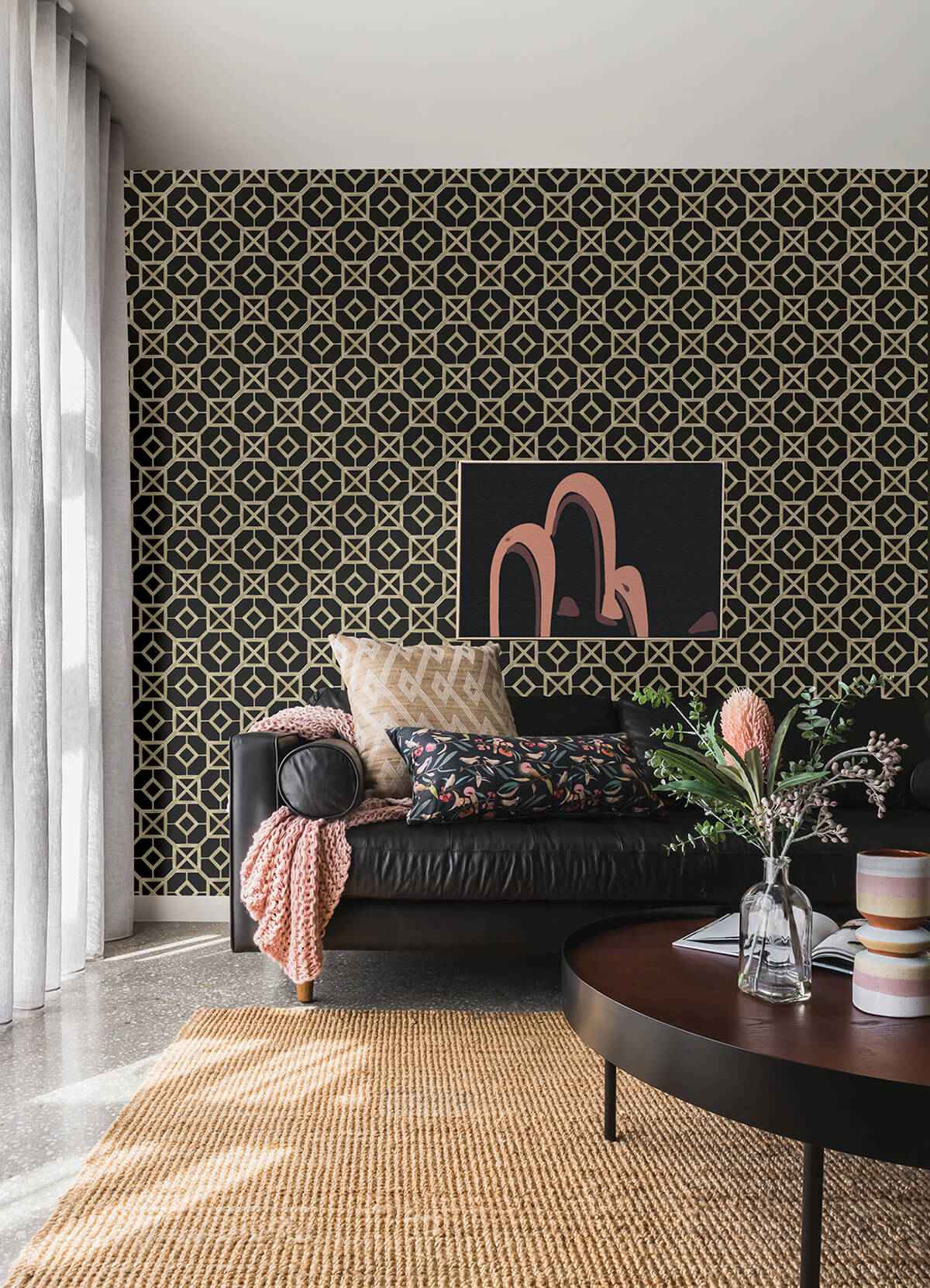 Livia Black Trellis Wallpaper - York Wallcoverings - 4014-26409 - York Wallcoverings Wallpaper