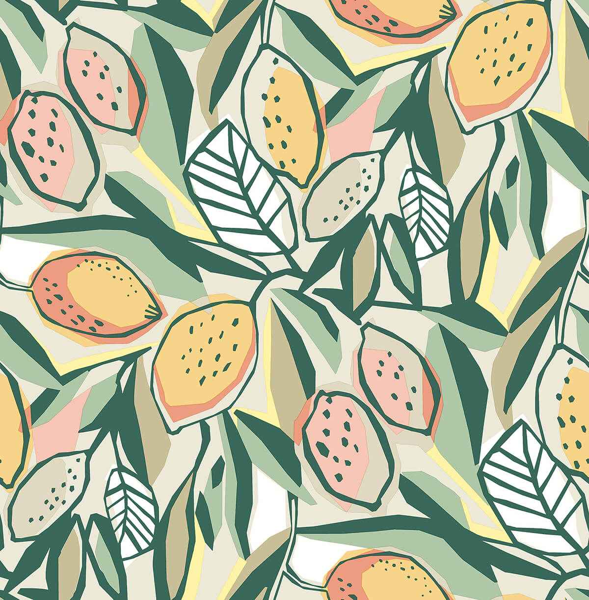 Meyer Peach Citrus Wallpaper - York Wallcoverings - 4014-26419 - York Wallcoverings Wallpaper
