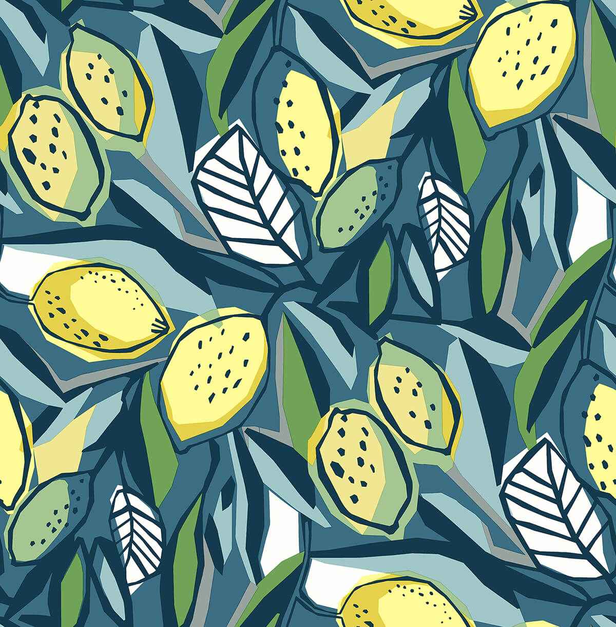 Meyer Blue Citrus Wallpaper - York Wallcoverings - 4014-26422 - York Wallcoverings Wallpaper