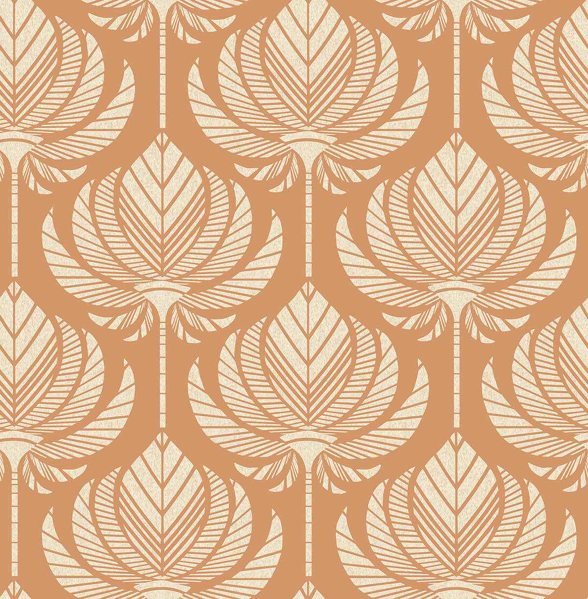 Palmier Orange Lotus Fan Wallpaper - York Wallcoverings - 4014-26423
