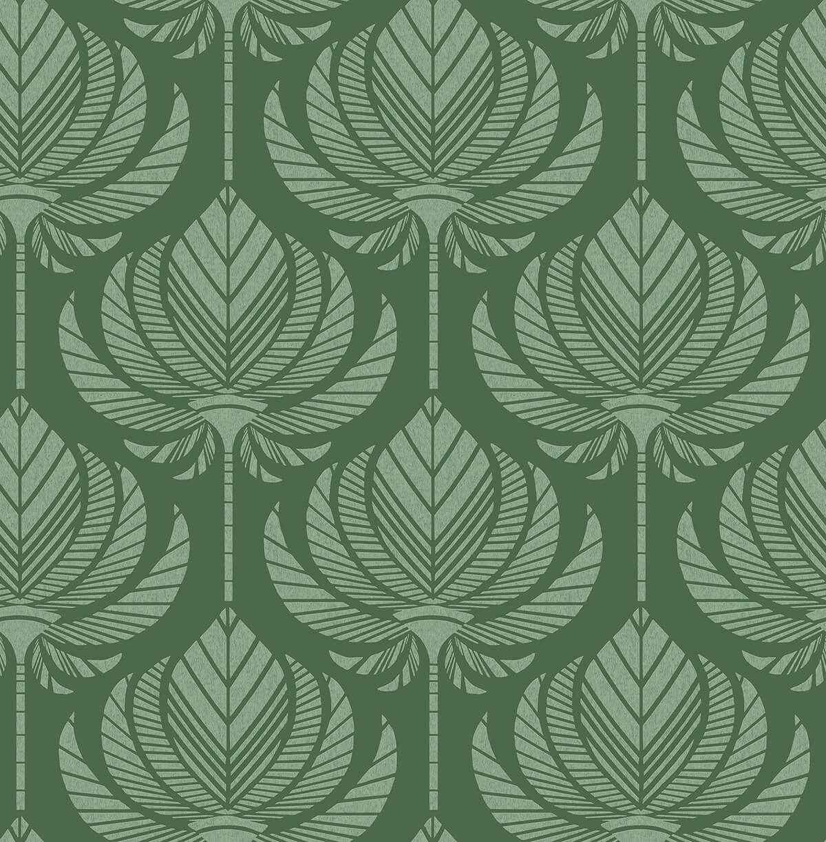 Palmier Green Lotus Fan Wallpaper - York Wallcoverings - 4014-26426 - York Wallcoverings Wallpaper