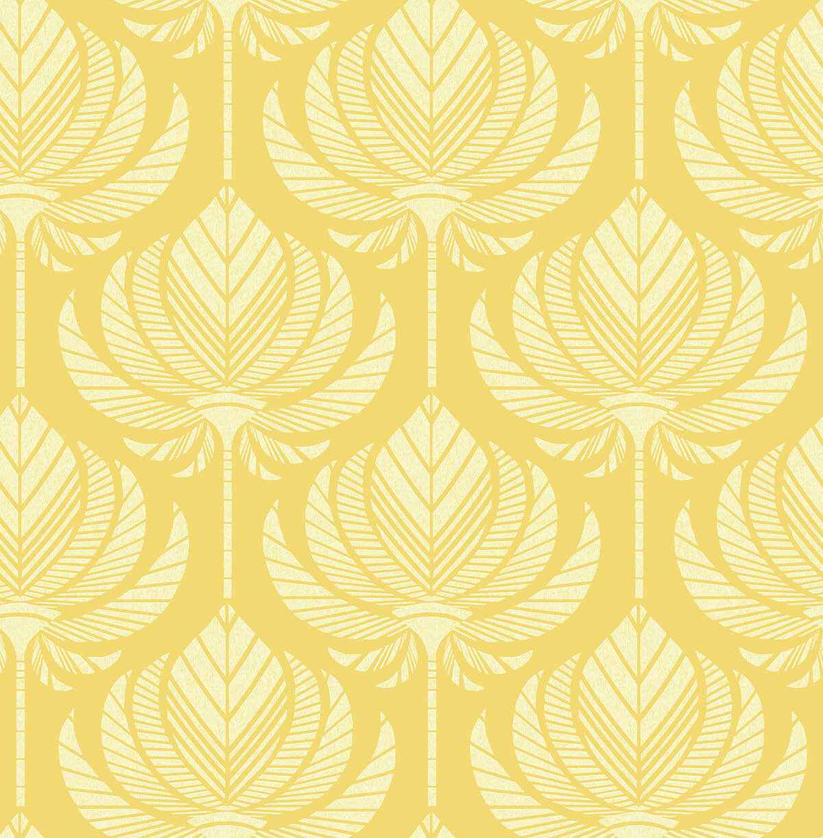 Palmier Yellow Lotus Fan Wallpaper - York Wallcoverings - 4014-26427