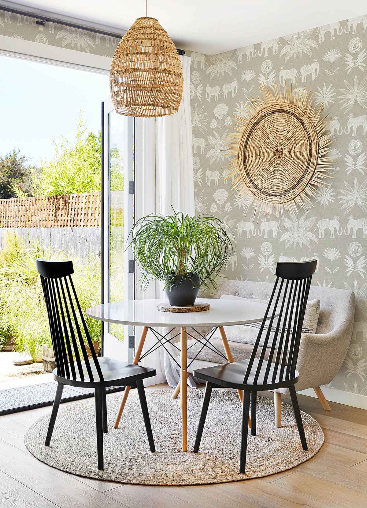 Bazaar Light Grey Elephant Oasis Wallpaper - York Wallcoverings - 4014-26433 - York Wallcoverings Wallpaper