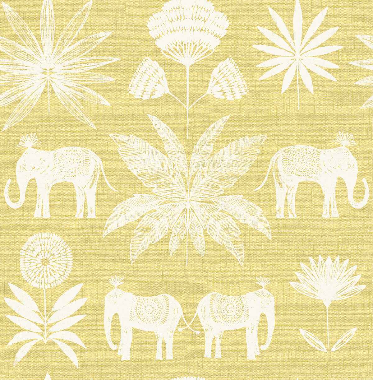 Bazaar Yellow Elephant Oasis Wallpaper - York Wallcoverings - 4014-26434 - York Wallcoverings Wallpaper