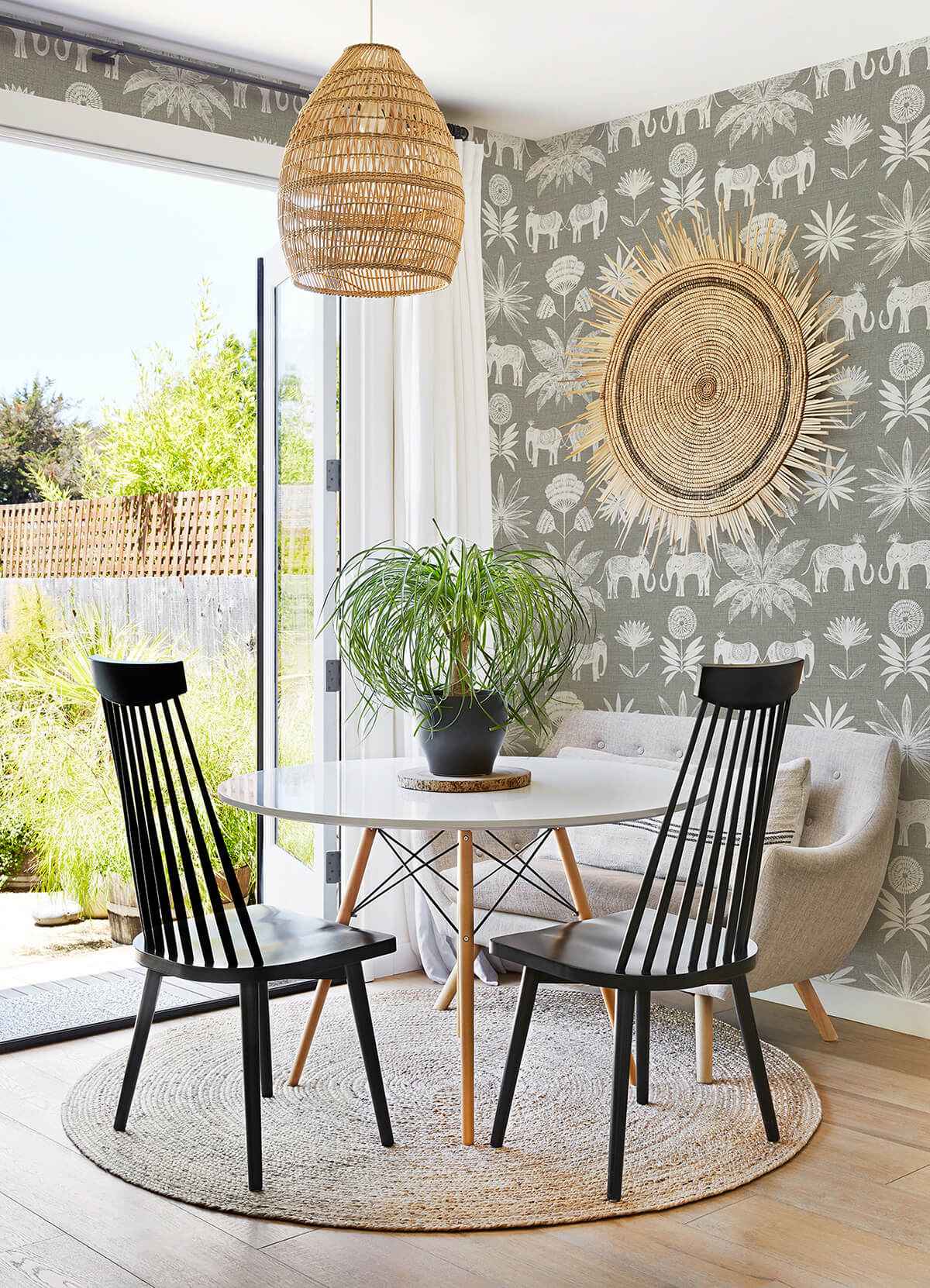 Bazaar Grey Elephant Oasis Wallpaper - York Wallcoverings - 4014-26437 - York Wallcoverings Wallpaper
