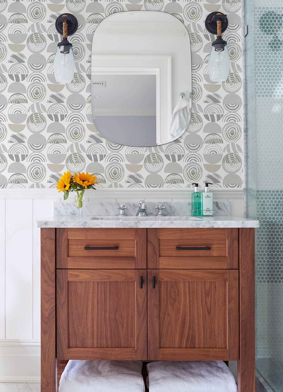 Mage Light Grey Mod Geometric Wallpaper - York Wallcoverings - 4014-26444 - York Wallcoverings Wallpaper