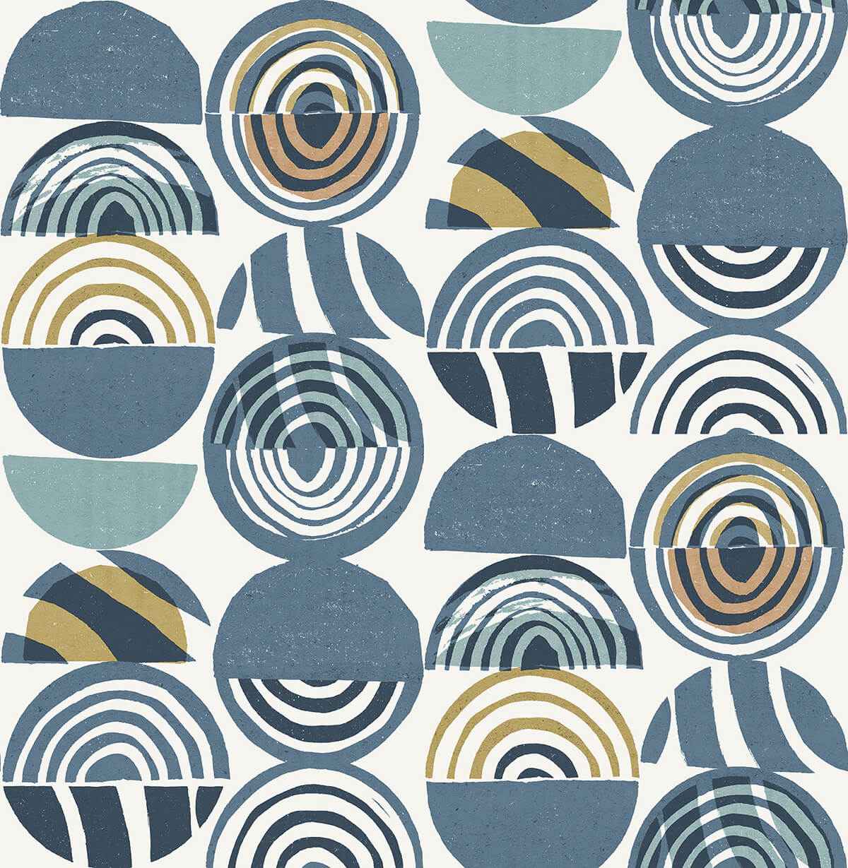 Mage Blue Mod Geometric Wallpaper - York Wallcoverings - 4014-26446