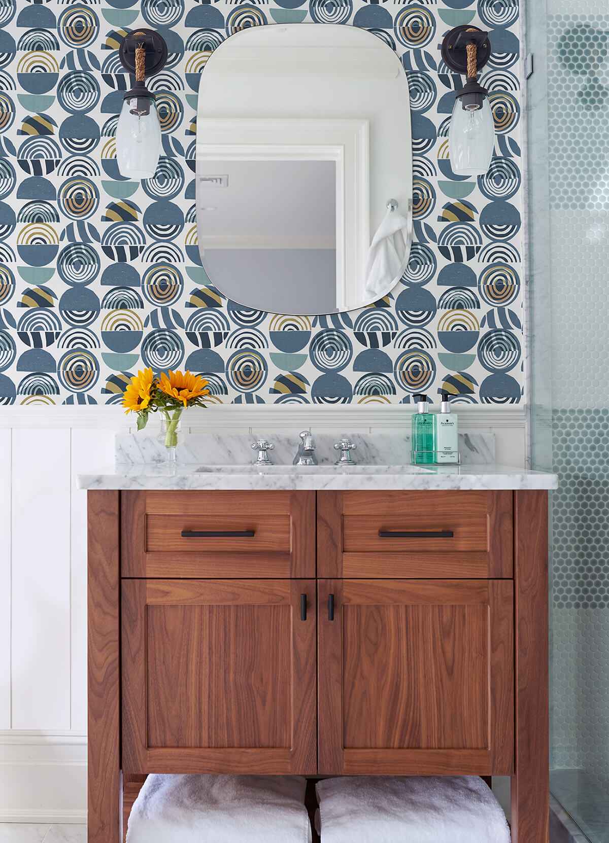 Mage Blue Mod Geometric Wallpaper - York Wallcoverings - 4014-26446 - York Wallcoverings Wallpaper