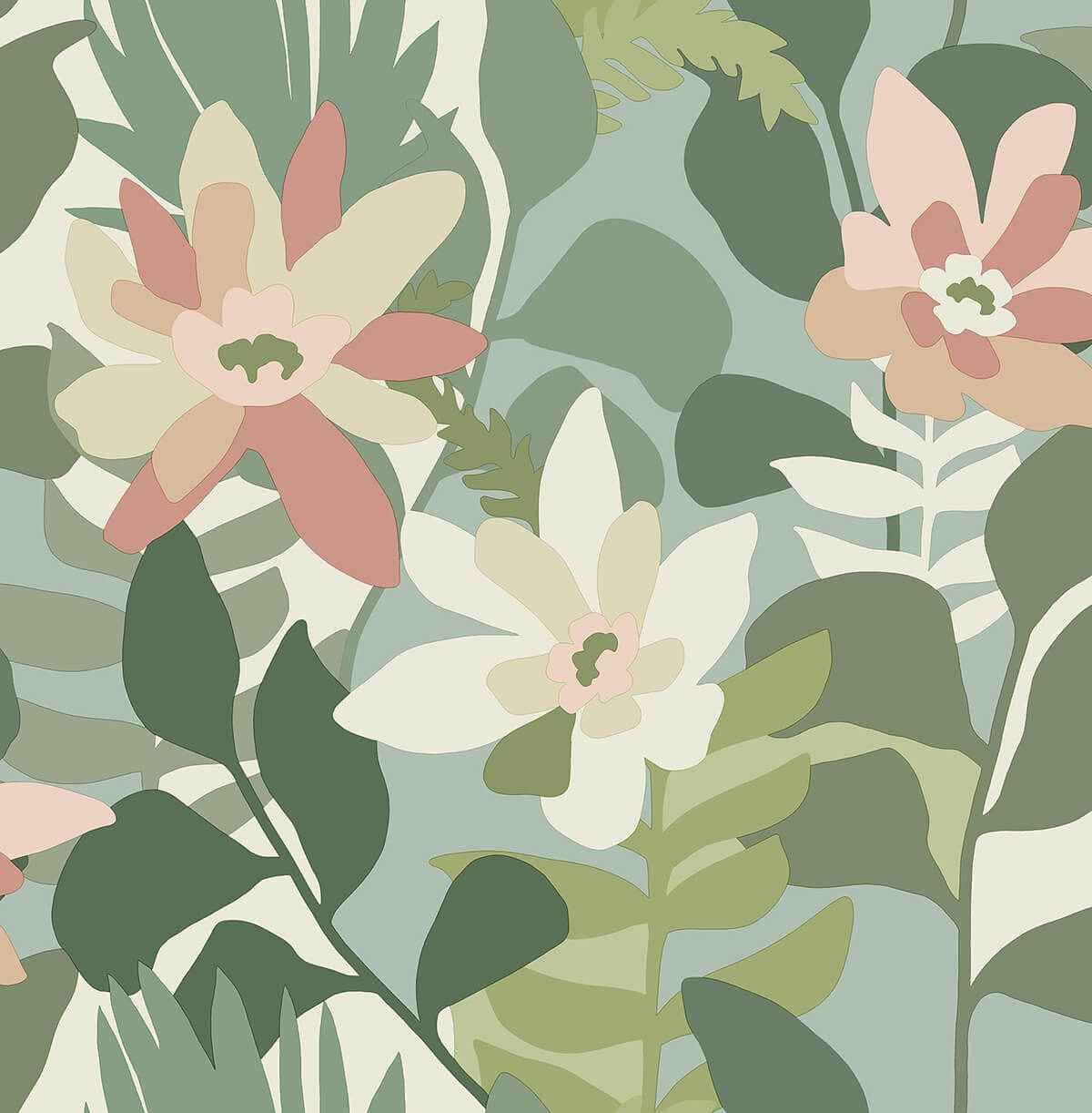 Koko Green Floral Wallpaper - York Wallcoverings - 4014-26452 - York Wallcoverings Wallpaper