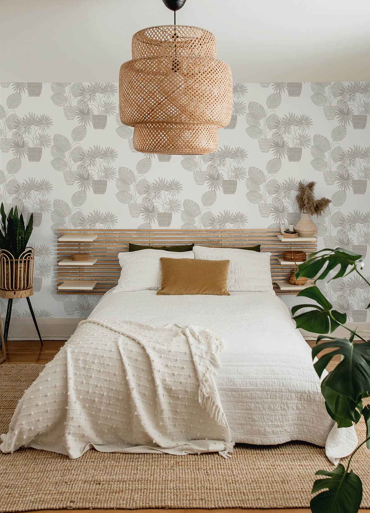 Aida Light Grey Potted Plant Wallpaper - York Wallcoverings - 4014-87555 - York Wallcoverings Wallpaper