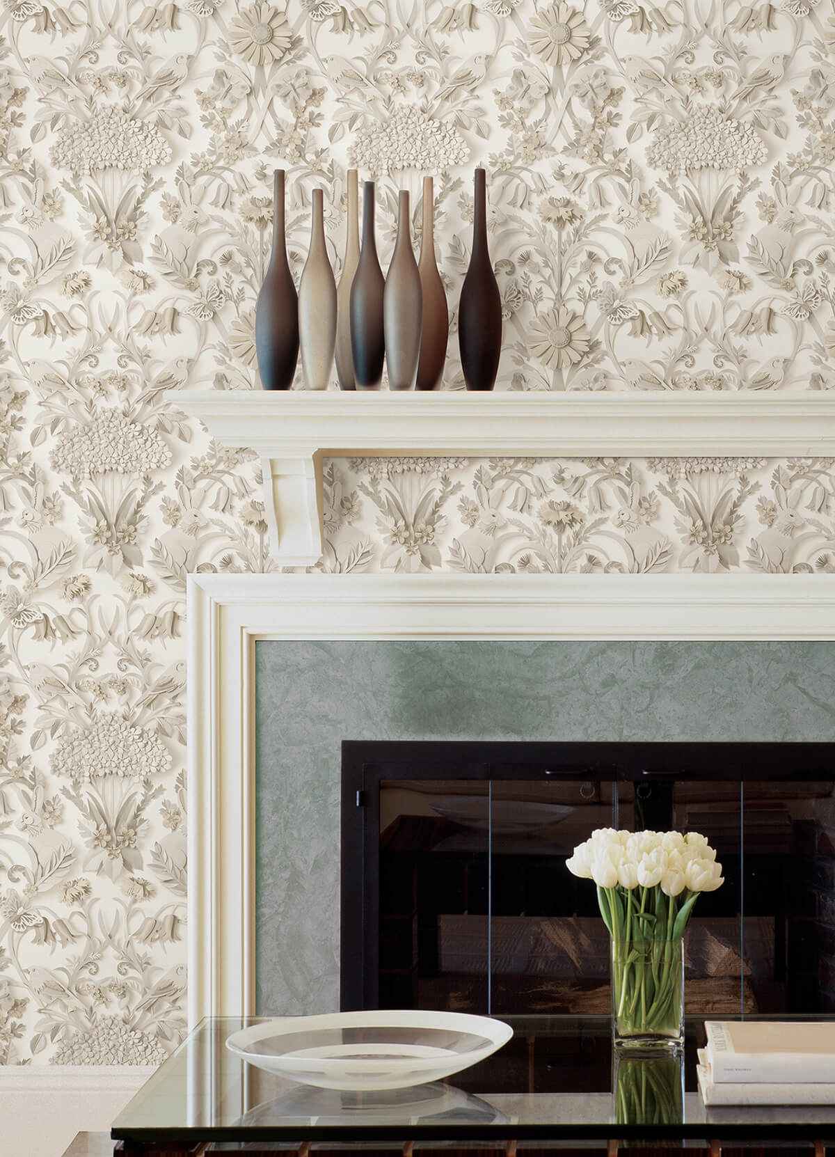 Taupe Eloise Peel and Stick Wallpaper - York Wallcoverings - NUS4467 - York Wallcoverings Wallpaper
