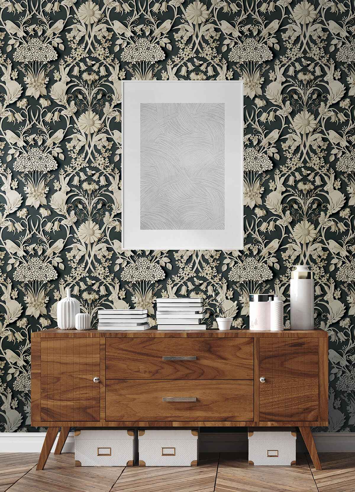 Charcoal Eloise Peel and Stick Wallpaper - York Wallcoverings - NUS4468 - York Wallcoverings Wallpaper