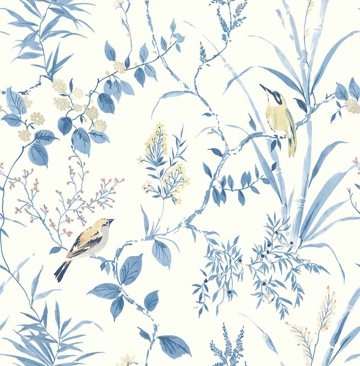 Blue Songbird Peel and Stick Wallpaper - York Wallcoverings - NUS4469