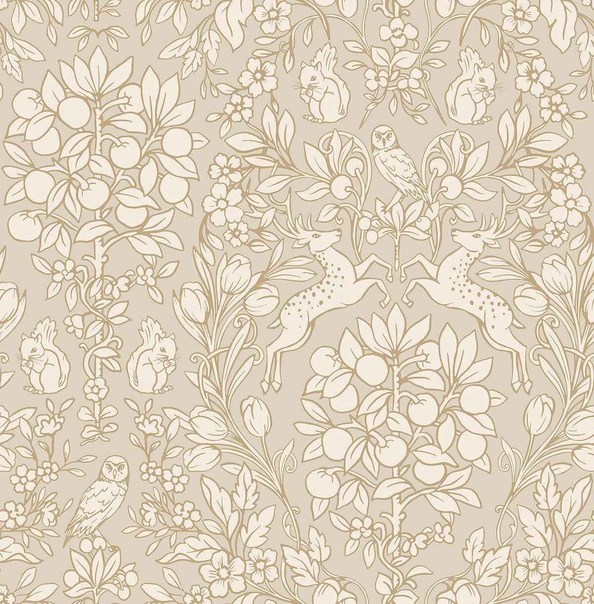 Taupe Enchanted Peel and Stick Wallpaper - York Wallcoverings - NUS4478 - York Wallcoverings Wallpaper