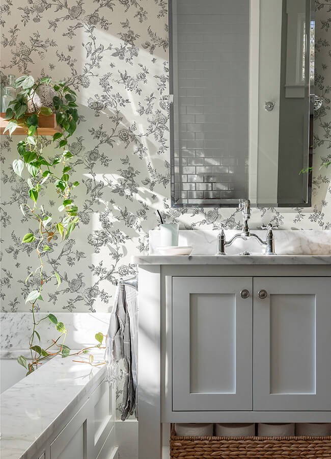 nightingale-charcoal-floral-trail-wallpaper-york-wallcoverings-4072-70065 - York Wallcoverings Papel pintado