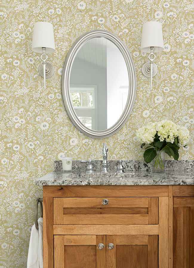 Agathon Wheat Floral Wallpaper - York Wallcoverings - 4072-70052 - York Wallcoverings Wallpaper
