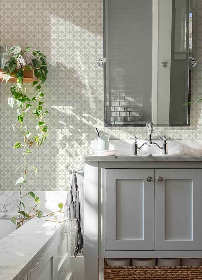 Remy Light Grey Fleur Tile Wallpaper - York Wallcoverings - 4072-70034 - York Wallcoverings Wallpaper