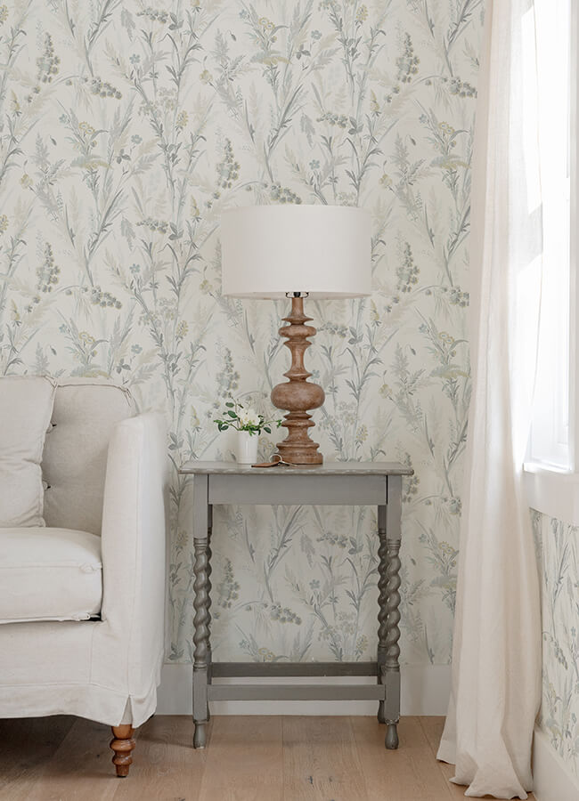 hillaire-light-blue-meadow-wallpaper-york-wallcoverings-4072-70030 - York Wallcoverings Papel pintado