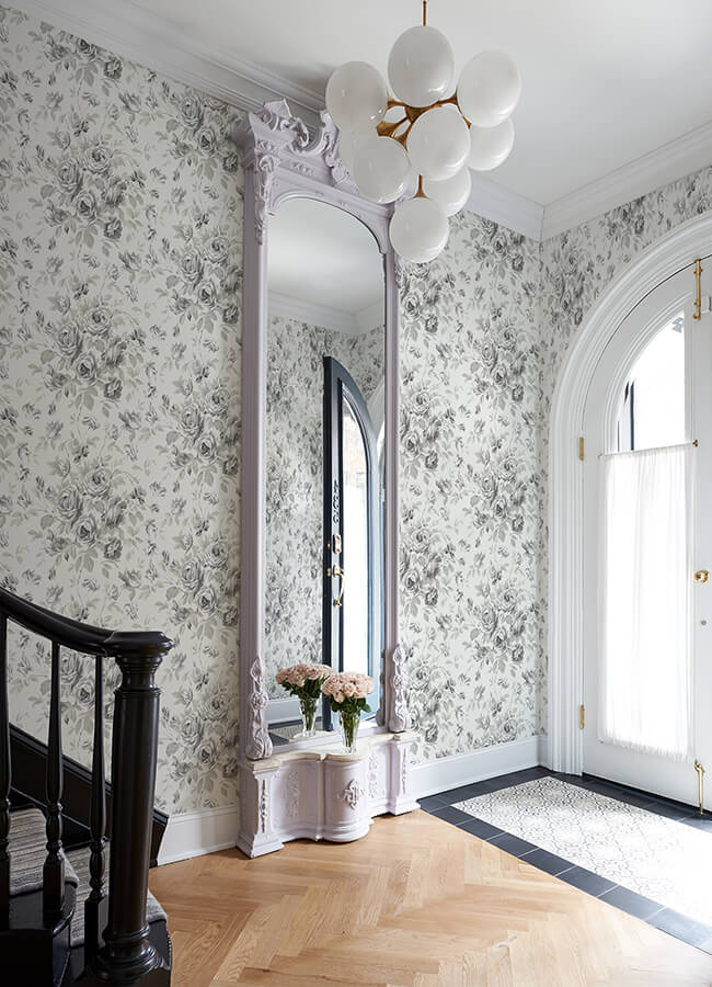 manon-charcoal-rose-stitch-wallpaper-york-wallcoverings-4072-70026 - York Wallcoverings Papel pintado