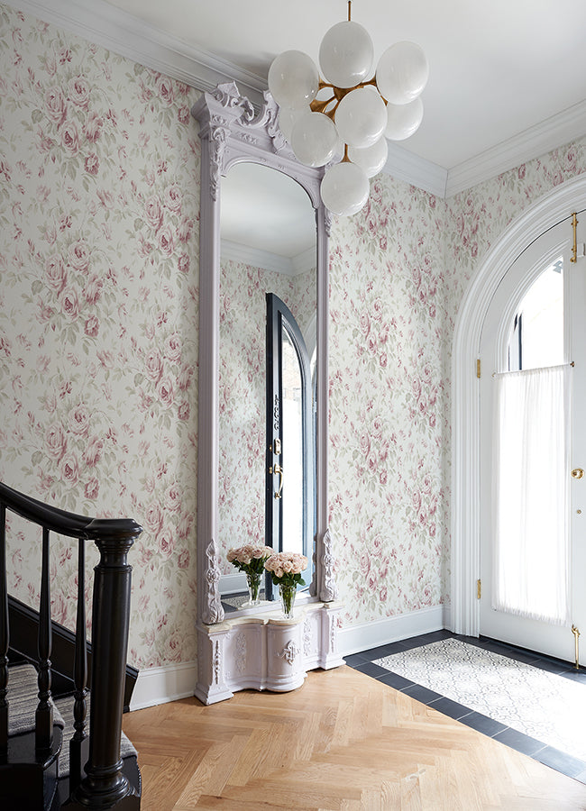 manon-pink-rose-stitch-wallpaper-york-wallcoverings-4072-70024 - York Wallcoverings Papel pintado