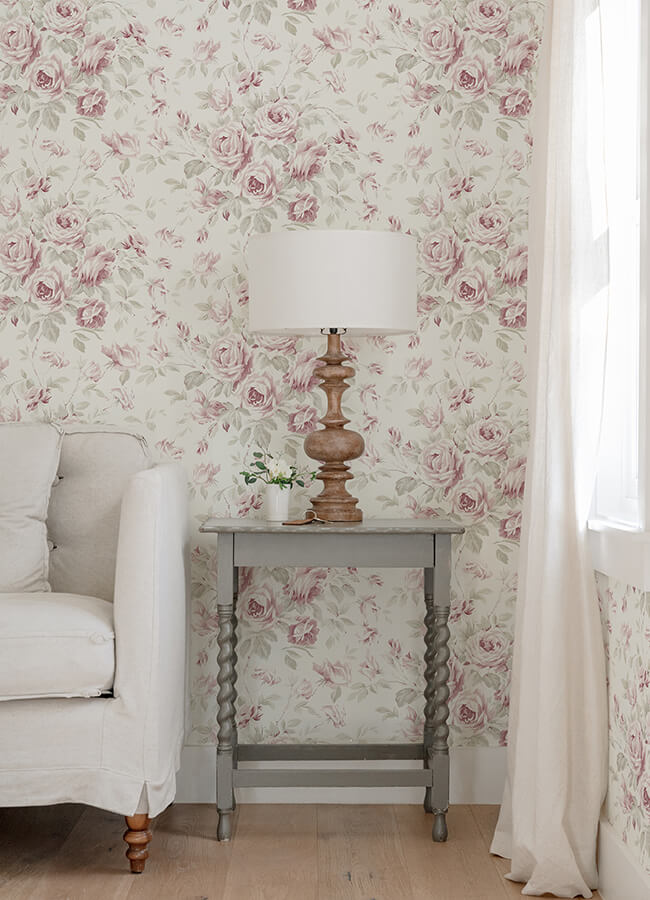 manon-pink-rose-stitch-wallpaper-york-wallcoverings-4072-70024 - York Wallcoverings Papel pintado