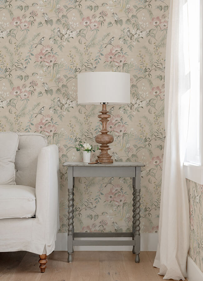 frederique-blush-bloom-wallpaper-york-wallcoverings-4072-70003 - York Wallcoverings Papel pintado