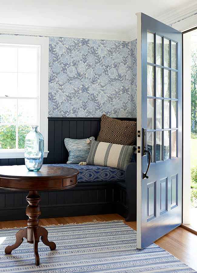 Faustin Navy Floral Wallpaper - York Wallcoverings - 4072-70047 - York Wallcoverings Wallpaper