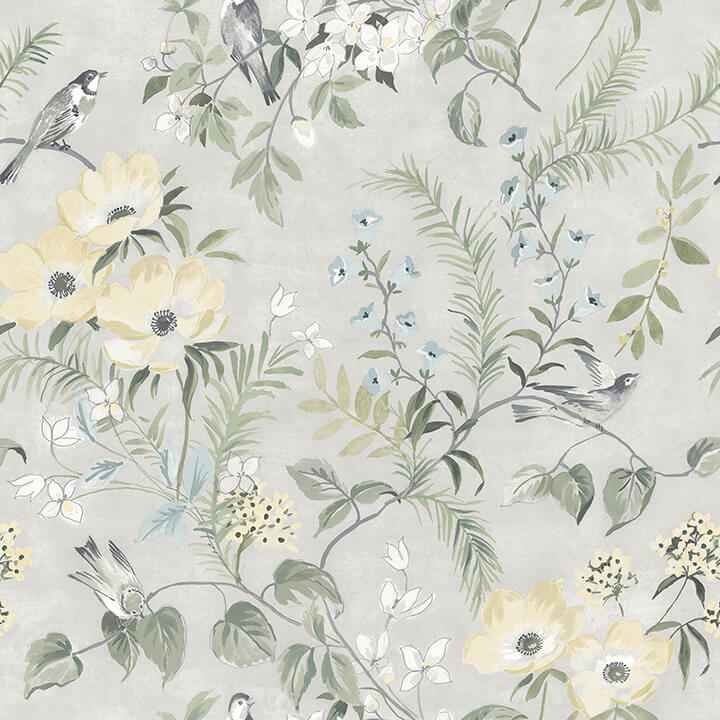 Frederique Grey Bloom Wallpaper - York Wallcoverings - 4072-70001 - York Wallcoverings Wallpaper