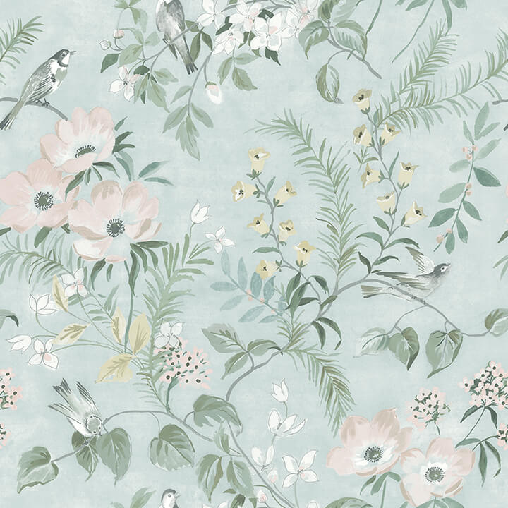 frederique-mint-floral-wallpaper-york-wallcoverings-4072-70005 - York Wallcoverings Papel pintado
