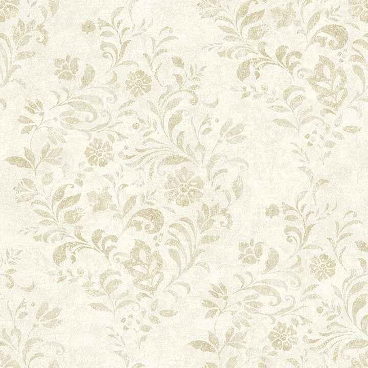 Isidore Wheat Scroll Wallpaper - York Wallcoverings - 4072-70007