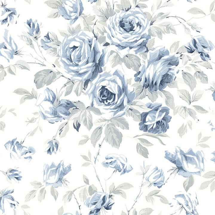 Manon Blue Rose Stitch Wallpaper - York Wallcoverings - 4072-70025 - York Wallcoverings Wallpaper
