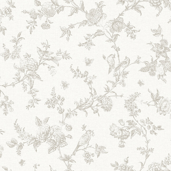 nightingale-taupe-floral-trail-wallpaper-york-wallcoverings-4072-70063 - York Wallcoverings Papel pintado