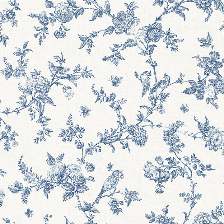 nightingale-navy-floral-trail-wallpaper-york-wallcoverings-4072-70064 - York Wallcoverings Papel pintado