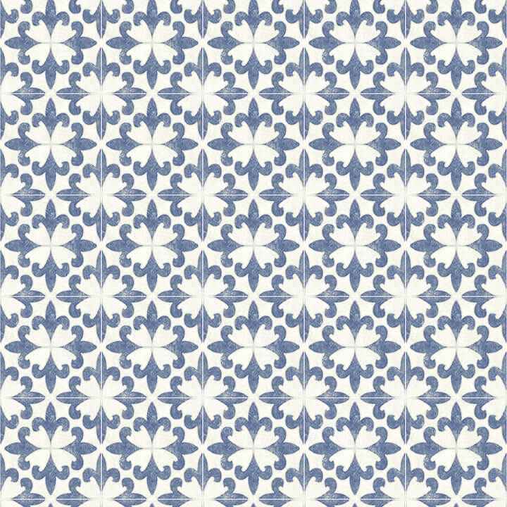Remy Blue Fleur Tile Wallpaper - York Wallcoverings - 4072-70033 - York Wallcoverings Wallpaper