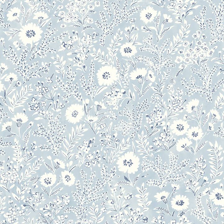 agathon-light-blue-floral-wallpaper-york-wallcoverings-4072-70050 - York Wallcoverings Papel pintado