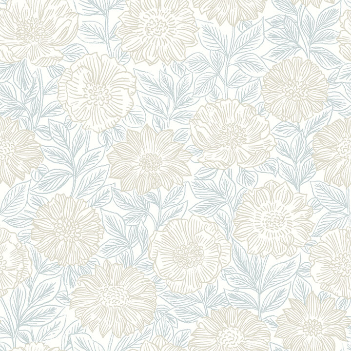 faustin-neutral-floral-wallpaper-york-wallcoverings-4072-70045 - York Wallcoverings Papel pintado