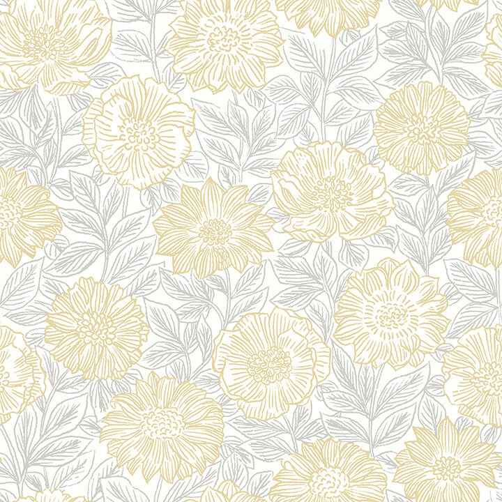 Faustin Yellow Floral Wallpaper - York Wallcoverings - 4072-70048 - York Wallcoverings Wallpaper