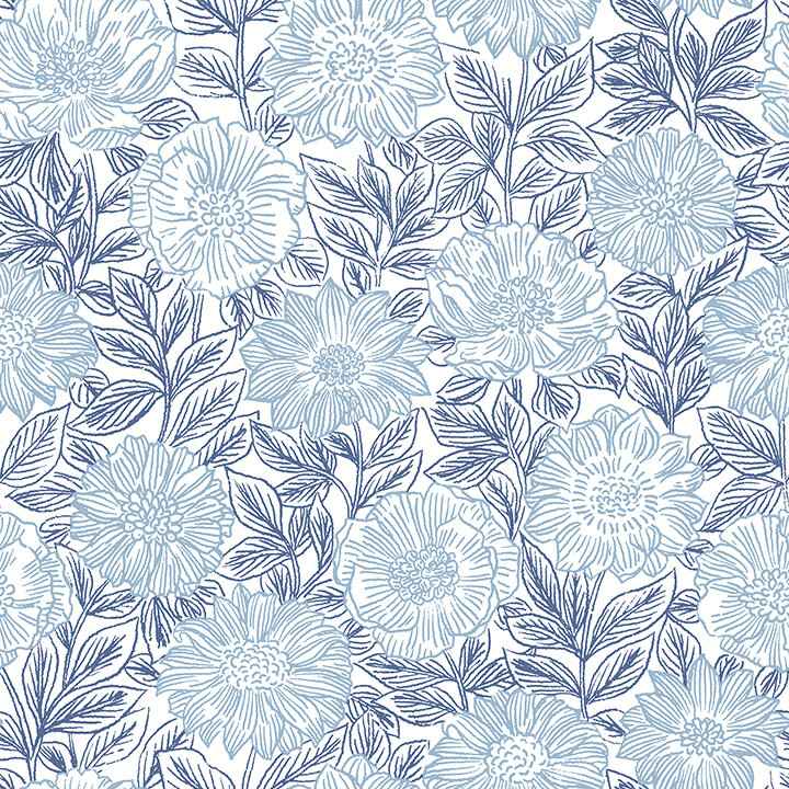 Faustin Navy Floral Wallpaper - York Wallcoverings - 4072-70047 - York Wallcoverings Wallpaper