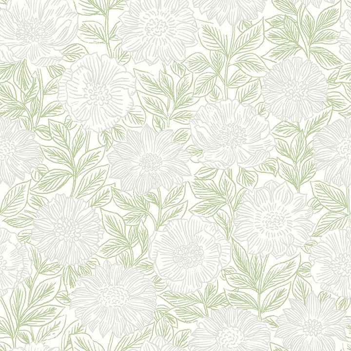 Faustin Green Floral Wallpaper - York Wallcoverings - 4072-70044 - York Wallcoverings Wallpaper