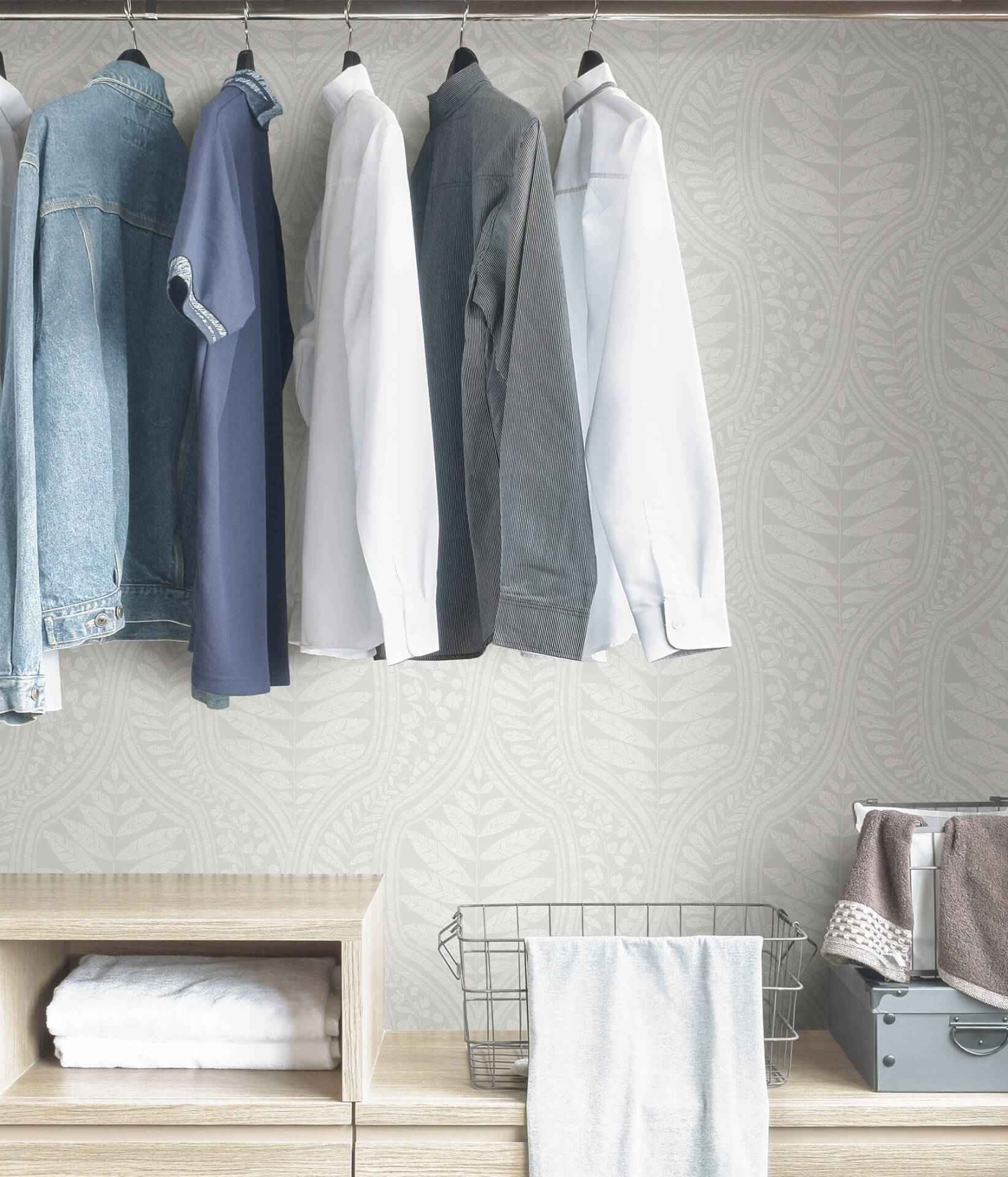 Grey Foliate Peel & Stick Wallpaper - York Wallcoverings - SLS3982 - York Wallcoverings Wallpaper
