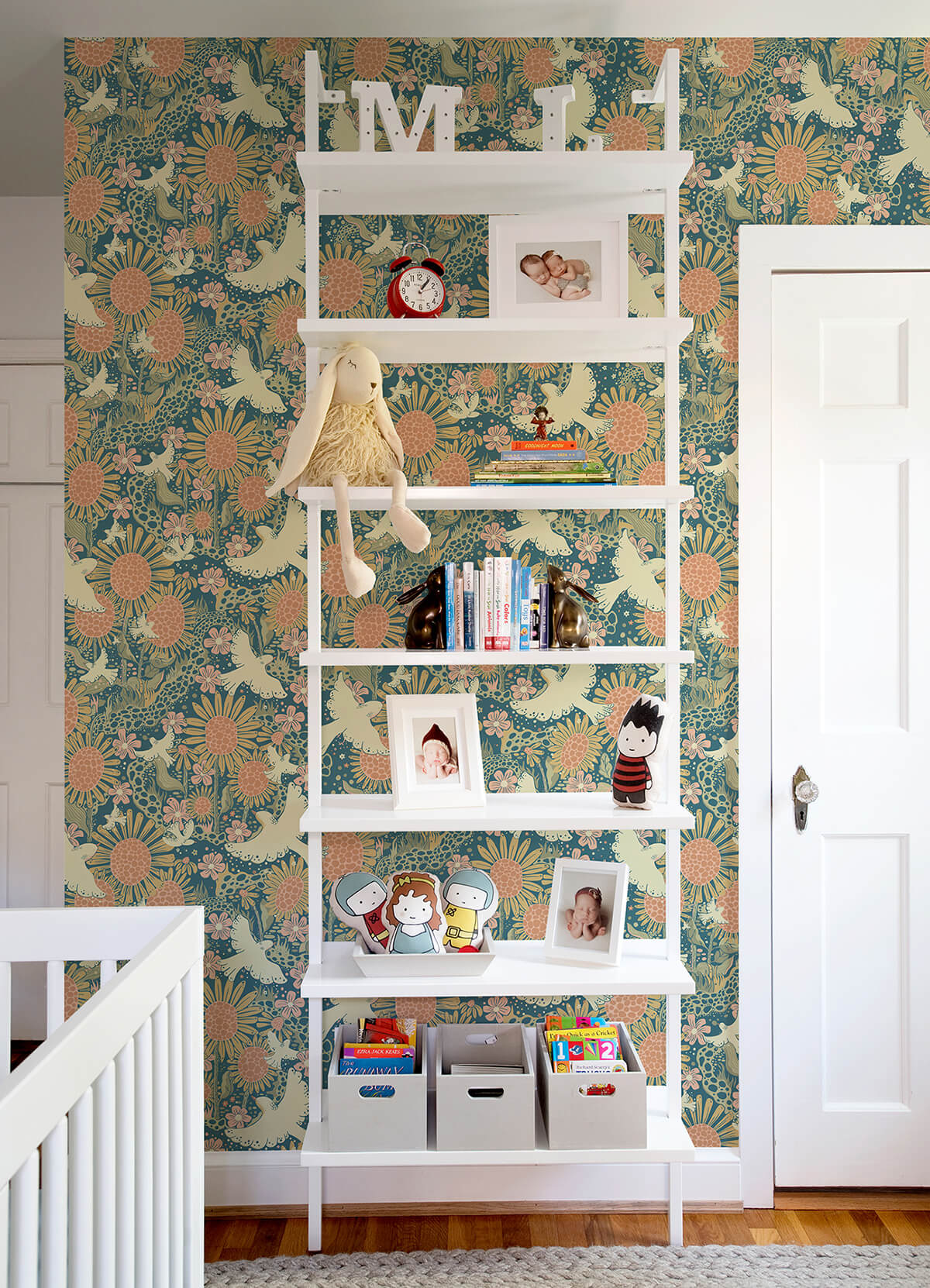 drmma-teal-songbirds-and-sunflowers-wallpaper-york-wallcoverings-4111-63007 - York Wallcoverings Papel pintado
