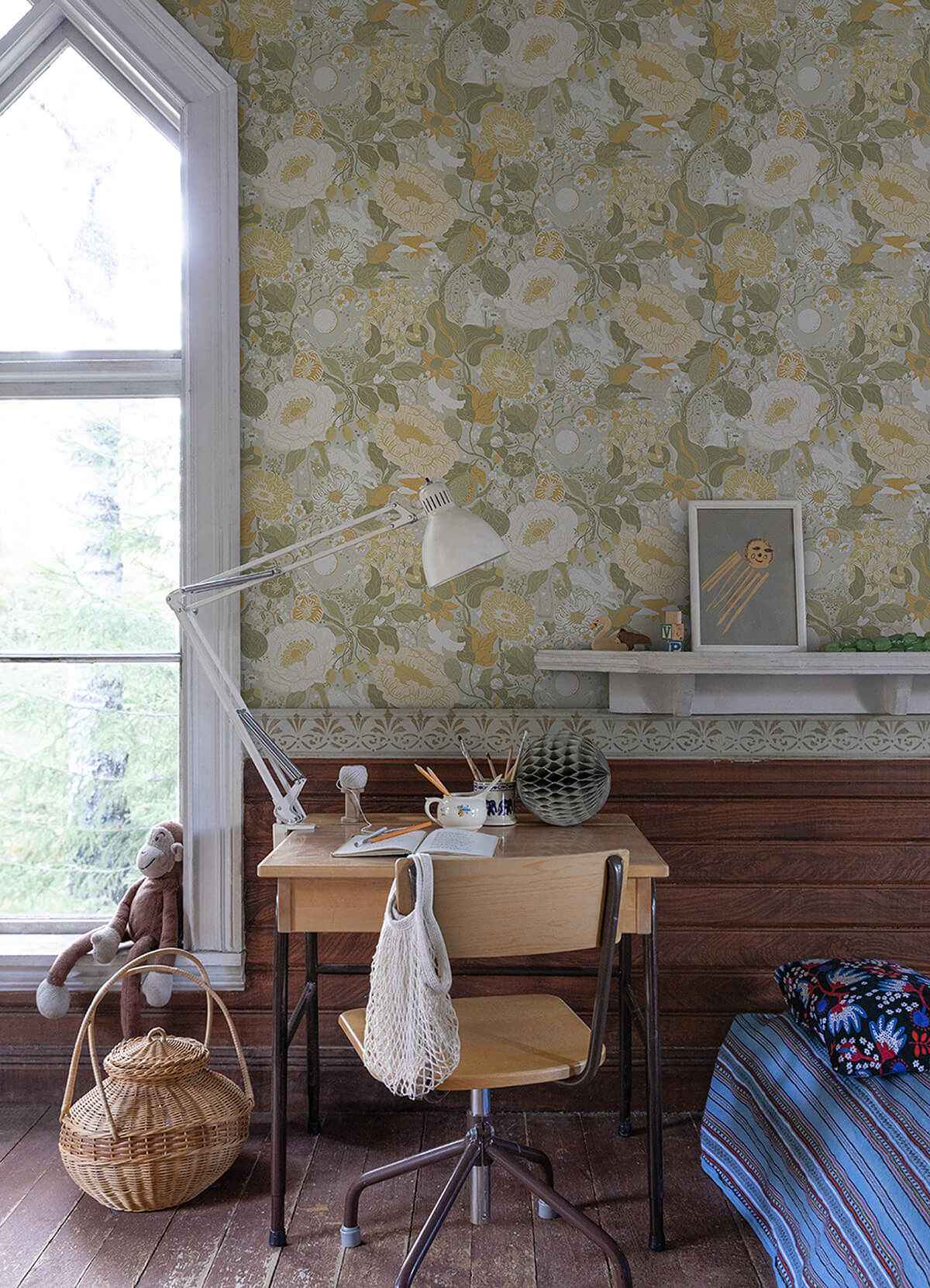 Växa Grey Rabbits & Rosehips Wallpaper - York Wallcoverings - 4111-63015 - York Wallcoverings Wallpaper