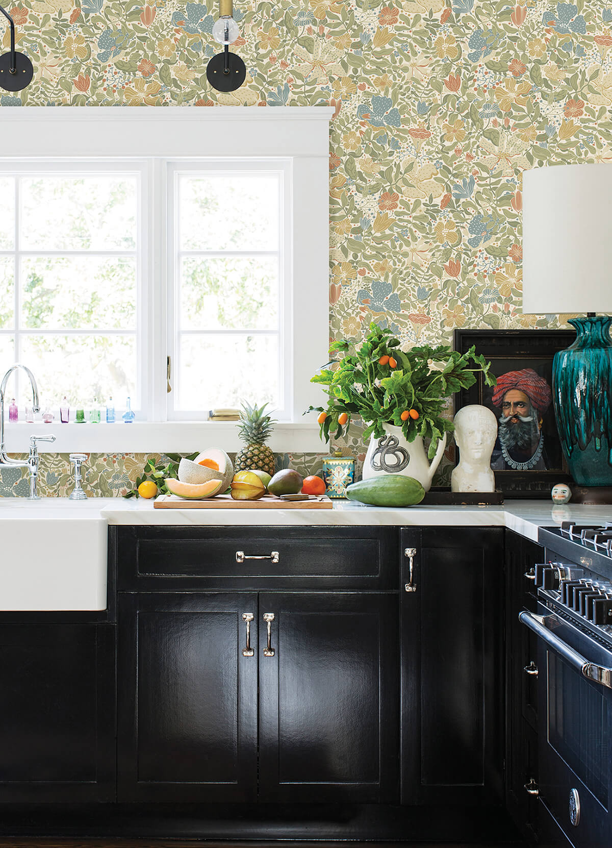 midsommar-light-green-floral-medley-wallpaper-york-wallcoverings-4111-63017 - York Wallcoverings Papel pintado