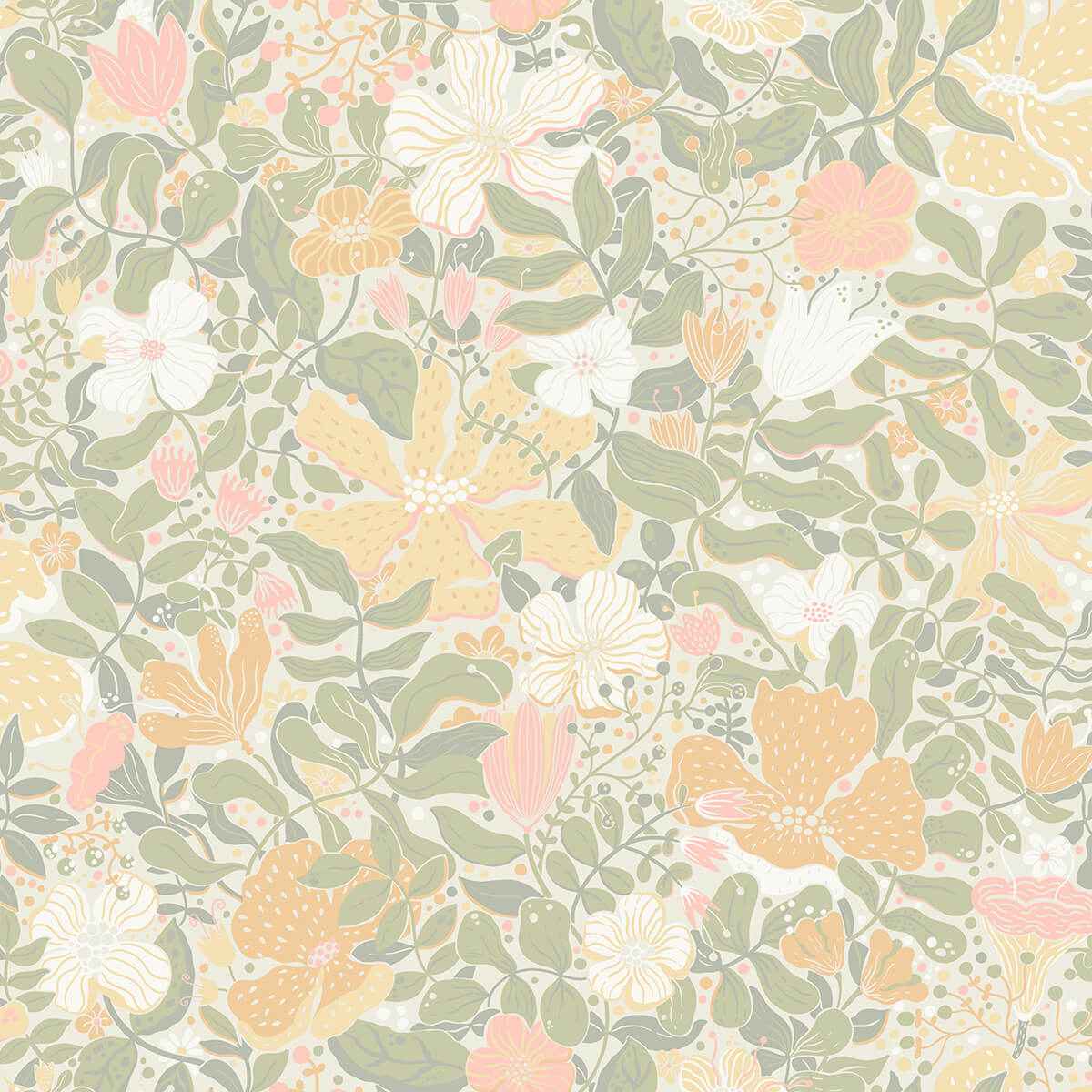 Midsommar Pastel Floral Medley Wallpaper - York Wallcoverings - 4111-63019 - York Wallcoverings Wallpaper