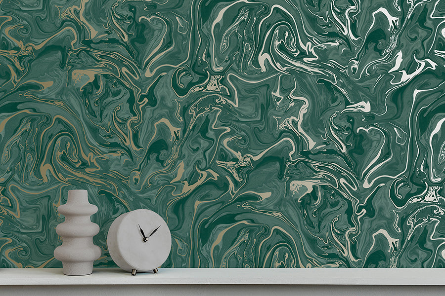 suave-dark-green-marble-wallpaper-york-wallcoverings-fd43058 - York Wallcoverings Wallpaper